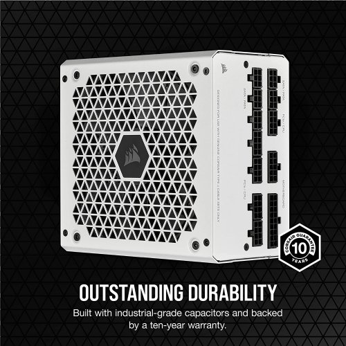 Corsair RM Series White, RM850, 850 Watt, 80 PLUS GOLD Certified, Fully Modular Power Supply, Industrial-grade, 105°C-rated capacitors , Zero RPM fan mode for near-silent...