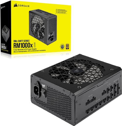 Corsair RMx SHIFT Series RM1000x 80 PLUS Gold Fully Modular, ATX Power Supply, Modular Side Interface, Dual EPS12V Connectors, Zero RPM Fan Mode, 105 C-Rated Capacitors...