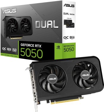 ASUS Dual GeForce RTX 5050 8GB GDDR6 OC Edition Gaming Graphics Card, DLSS 4, 2.5-Slot Design, PCIe 5.0, 3X DisplayPort 2.1b, 1x HDMI 2.1b ...