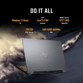 ASUS TUF Gaming F16 Gaming Laptop, 16" WUXGA FHD+ 144Hz, 100% sRGB Display, GeForce RTX 4050, Intel® Core 5 Processor 210H, 16GB DDR5, 1TB PCIe SSD Gen 4, Wi-Fi 6 ...