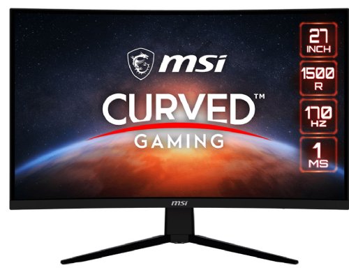 MSI G273CQ, 27" Gaming Monitor, 2560 x 1440 (QHD), VA Panel, 170Hz, FreeSync Premium, HDR Ready, HDMI, Displayport, Tilt, Metallic Black...