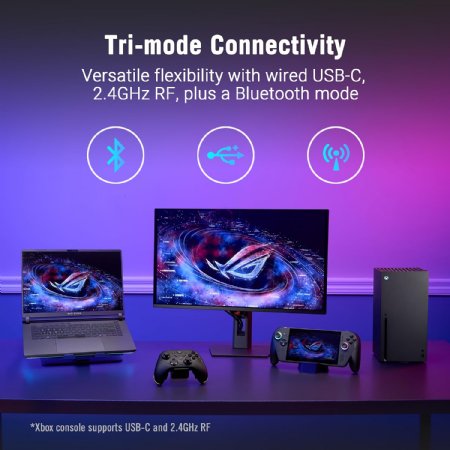 ASUS ROG Raikiri II Xbox Wireless Gaming Controller - 2.4GHz, BT, 3.5mm, TMR Joysticks, Anti-Slip Grip, Travel Case, up to 50H Battery, Web-based Config - for Xbox Series X/S, ROG Ally, PC