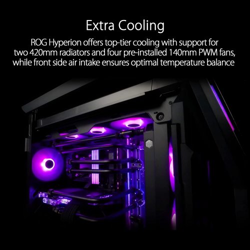 ASUS ROG Hyperion GR701 EATX Full-Tower Computer Case, Semi-Open Structure, Tool-Free Side Panels, Supports up to 2 x 420mm radiators, Built-in Graphics Card Holder...