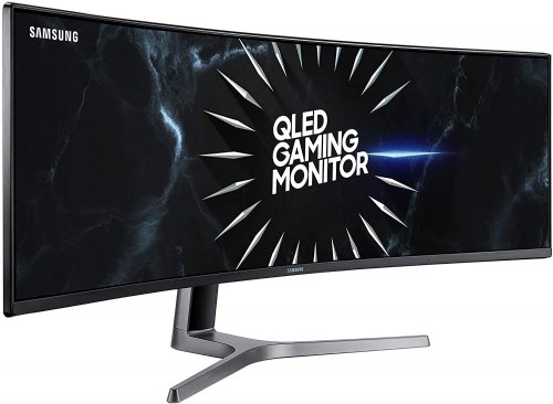 Samsung 49in QLED Super Ultra-Wide Dual QHD 32:9 Gaming Curved Monitor 1x HDMI (1x 2.0), 2x Display Port, 1x Headphone, USB Super Charging, Super Arena Gam ...