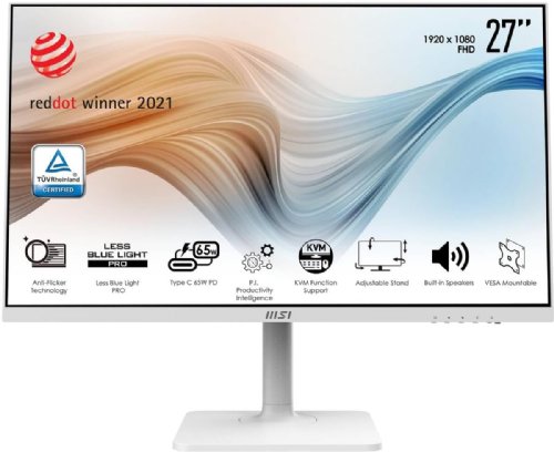 MSI MD272PW 27" FHD 1920 x 1080 IPS Monitor, AMD Free Sync, Anti-Glare, 5ms, 75Hz Refresh Rate FHD Ready USB, Displayport, HDMI, Smart Headset Hanger...