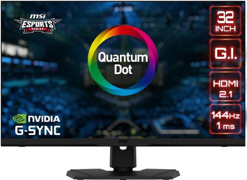 MSI MPG321UR QD, 32" Gaming Monitor, 3840 x 2160 (UHD), IPS with Quantum Dot Technology, 1ms, 144Hz, G-Sync Compatible, HDR 600, HDMI, Displayport, USB Type-C, Tilt...