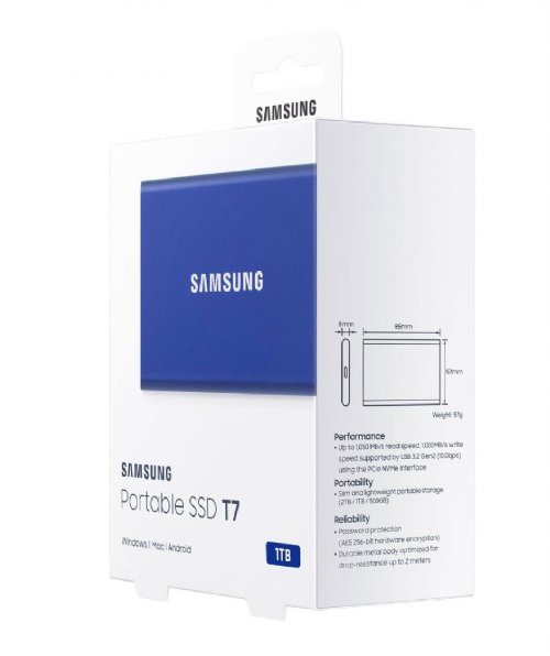 Samsung USB 3.2 Gen. 2 T7 500GB Portable SSD-Blue (MU-PC500H/AM) ...