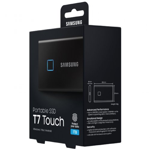 Samsung USB 3.2 Gen.2 T7 Touch 2TB Portable SSD-Black (MU-PC2T0K/WW) ...