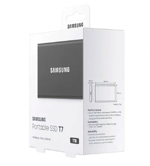 Samsung USB 3.2 Gen. 2 T7 500GB Portable SSD-Grey (MU-PC500T/AM) ...