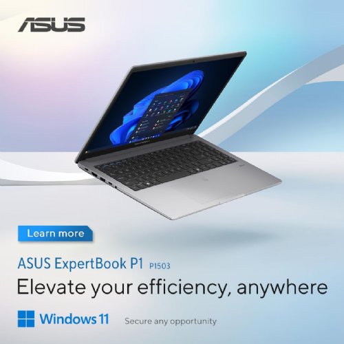 ASUS ExpertBook B1 Grey 15.6in Laptop, Intel 7 150U CPU, DDR5 16GB, 512GB 2280 PCIE G4 SSD, Windows 11 Pro, WI-FI 6E Bluetooth 5.4, 1080P FHD Camera, English, Backlit ...