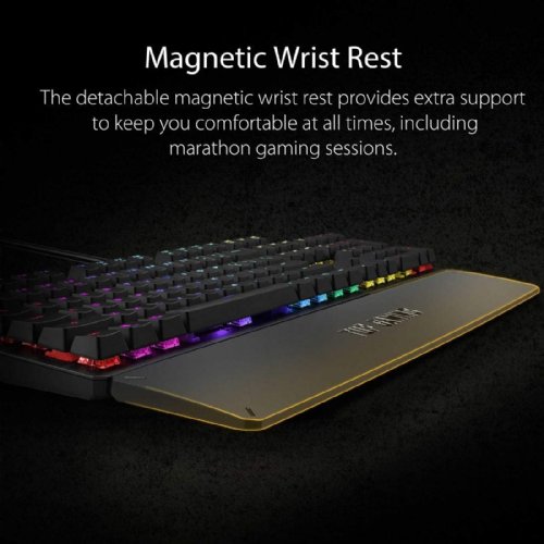 ASUS TUF Gaming K3 RGB mechanical keyboard (N-key rollover, combination media keys, USB 2.0 passthrough, aluminum-alloy top cover, wrist rest, eight programmabl...