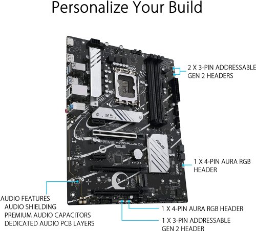 ASUS PRIME H770-PLUS D4 Intel H770( 13th and 12thGen.) LGA 1700 ATX Motherboard with PCIE 5.0, 3XPCIE 4.0 M.2 SLOTS, DDR4, 2.5GB LAN, Displayport, HDMI, USB 3.2...