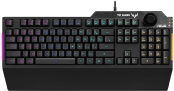 ASUS Membrane Gaming Keyboard for PC - TUF K1, Programmable, Onboard Memory, Dedicated Volume Knob, Aura Sync RGB & Side Lighting, Detachable Wrist Rest, Spill-Resistant, Highly Durable, Black...