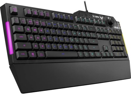 ASUS Membrane Gaming Keyboard for PC - TUF K1, Programmable, Onboard Memory, Dedicated Volume Knob, Aura Sync RGB & Side Lighting, Detachable Wrist Rest, Spill-Resistant, Highly Durable, Black...