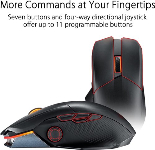 ASUS ROG Chakram X Origin Gaming Mouse, Tri-Mode connectivity (2.4GHz RF, Bluetooth, Wired), 36000 DPI Sensor, 11 programmable Buttons, Detachable Joystick, Paracord Cable...
