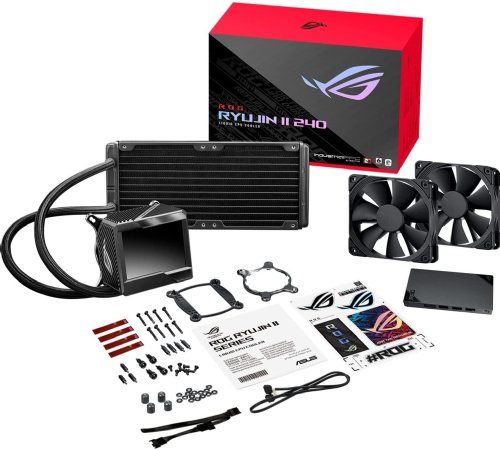 ASUS ROG Ryujin II 240 RGB all-in-one liquid CPU cooler 240mm Radiator (3.5"color LCD, embedded pump fan and 2xNoctua iPPC 2000 PWM 120mm radiator fans...