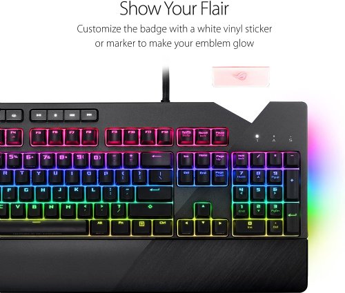 ASUS RGB Mechanical Gaming Keyboard - ROG Strix Flare (Cherry MX Blue Switches - CM SS) Aura Sync & SDK, Gaming Keyboard for PC, Customizable Badge, USB Pass-Through...