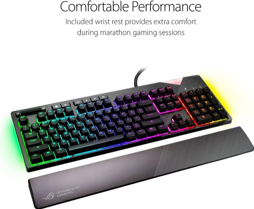 ASUS RGB Mechanical Gaming Keyboard - ROG Strix Flare (Cherry MX Blue Switches - CM SS) Aura Sync & SDK, Gaming Keyboard for PC, Customizable Badge, USB Pass-Through...