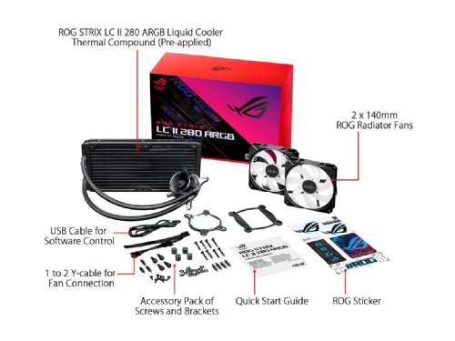 ASUS ROG Strix LC II 240 All-in-one AIO Liquid CPU Cooler 240mm Radiator, Intel LGA1700, 115x/2066 and AMD AM4/TR4 Support, 2x120mm 4-pin PWM Fans...