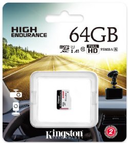 Kingston 64GB microSDXC Endurance 95R/30W C10 A1 UHS-I Card Only (SDCE/64GB) ...