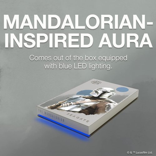 Seagate Firecuda HDD, The Mandalorian Drive Special Edition FireCuda External Hard Drive 2TB Officially-Licensed - 2.5 Inch USB 3.2 Gen 1 Blue LED RGB ligh...(STKL2000405)