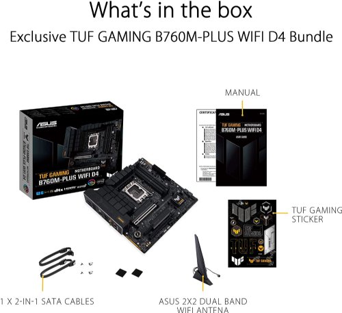 ASUS TUF Gaming B760M-PLUS WIFI Intel B760 (13th and 12th Gen.) LGA 1700 MATX Motherboard with PCIE 5.0, TWO 4.0 M.2 SLOTS, DDR4,WIFI 6, REALTEK 2.5GB Ethernet...