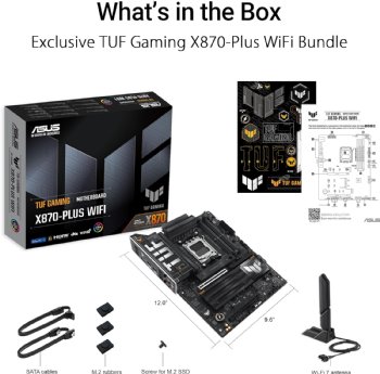 ASUS TUF Gaming X870-PLUS WiFi AMD AM5 X870 ATX Motherboard, 16+2+1, 80A SPS Power Stages, DDR5, PCIe 5.0 Ready, Four M.2 Slots, Wi-Fi 7, 2.5Gb LAN ...