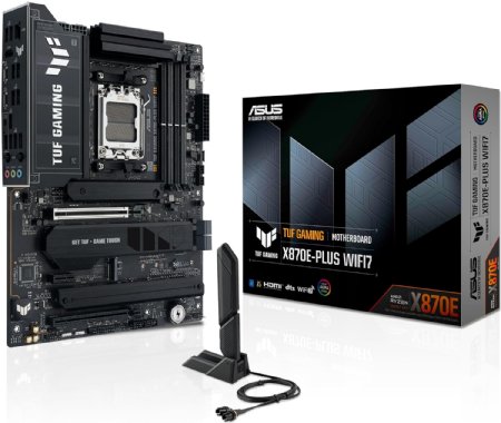 TUF Gaming X870E-PLUS WIFI7 AMD X870E ATX Motherboard with 16+2+1 80A Power Stages, DDR5 Support with AEMP, PCIe 5.0 x16 with PCIe Slot Q-Release Slim ...