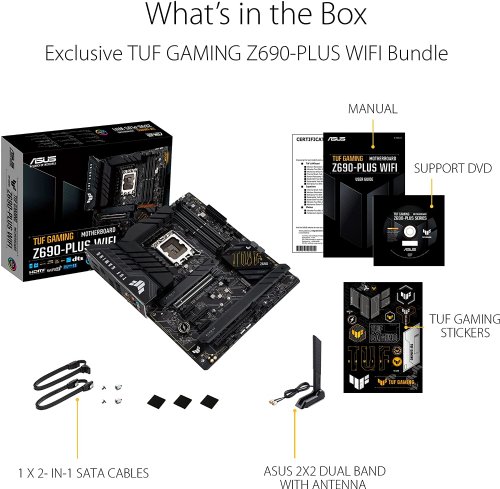 ASUS TUF Gaming Z690-Plus WiFi LGA 1700 (Intel12th&13th Gen) ATX gaming motherboard, (PCIe 5.0, DDR5,4xM.2/NVMe SSD,14+2 power stages,WiFi 6,Intel 2.5Gb LAN...