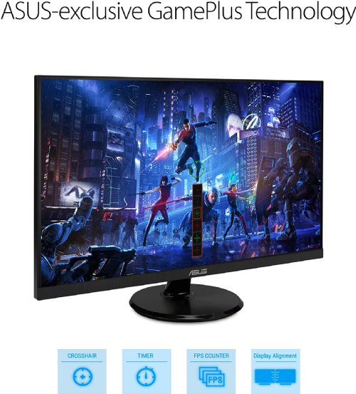 ASUS 27" 1080P Monitor (VA27DQ) - Full HD, IPS, 75Hz, Speakers, Adaptive-sync/FreeSync, Low Blue Light, Flicker Free, Frameless, HDMI, VGA, DisplayPort, Tilt Adjustable