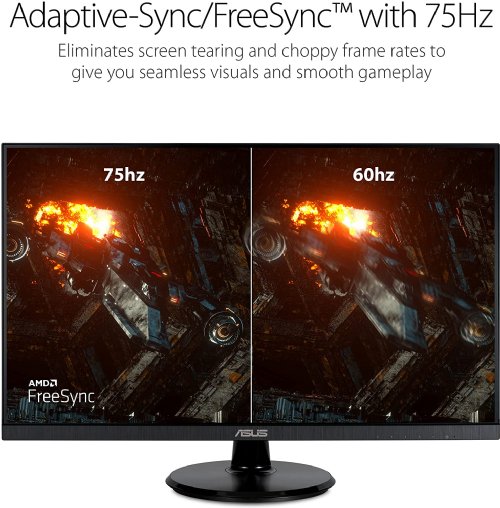 ASUS 27" 1080P Monitor (VA27DQ) - Full HD, IPS, 75Hz, Speakers, Adaptive-sync/FreeSync, Low Blue Light, Flicker Free, Frameless, HDMI, VGA, DisplayPort, Tilt Adjustable