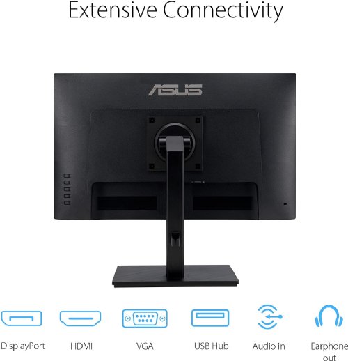 ASUS 27" 1080P Full HD IPS 75Hz Monitor, Adaptive-Sync, Speakers, Eye Care, Low Blue Light, Flicker Free, DisplayPort, HDMI, USB Hub, D-Sub...