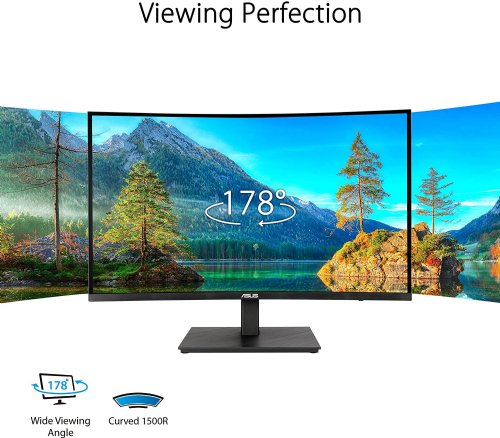 ASUS  27" 1080P Full HD 75Hz Curved Monitor, 1ms, FreeSync, Low Blue Light, Flicker Free, VESA Mountable, Frameless, HDMI, DisplayPort, HDR-10...