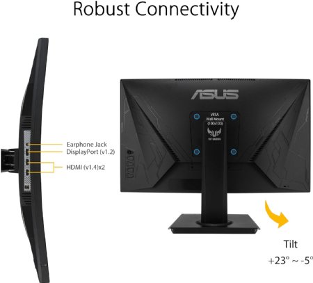 ASUS TUF Gaming VG24VQE 23.6 Curved Monitor, 1080P Full HD, 165Hz (Supports 144Hz), 1ms, Extreme Low Motion Blur, FreeSync Premium, Shadow Boost, Eye Care, ...