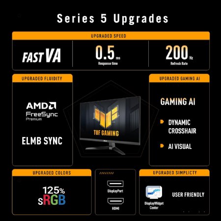 ASUS TUF Gaming 24.5 Gaming Monitor, FHD LED Display, HDR Capable, Vertical Alignment(VA) Technology, 2 x 2W Speaker, DisplayPort 1.4, (HBR2) HDMI(v2.0), Earphone Jack ...