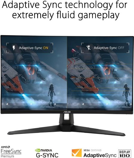 ASUS TUF Gaming 27 1440P HDR Monitor, QHD (2560 x 1440), 180Hz, 1ms, Fast IPS, 130% sRGB, Extreme Low Motion Blur Sync, Speakers, Freesync Premium, G-SYNC Compatible ...