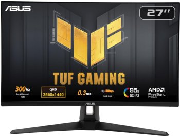 ASUS TUF Gaming 27 1440P Monitor (VG27AQM5A) - QHD (2560x1440), 300Hz, Fast IPS, Extreme Low Motion Blur Sync, 0.3ms, Speaker, 95% DCI-P3, Shadow Boost ...