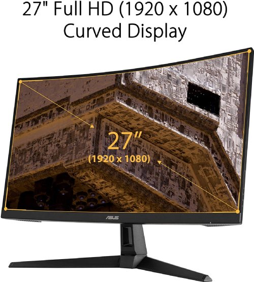 ASUS TUF Gaming  27" 165Hz (Supports 144Hz) Curved Monitor (VG27VH1B). 1080P Full HD, , Extreme Low Motion Blur, Adaptive-sync, FreeSync Premium, 1ms, Eye Care... 