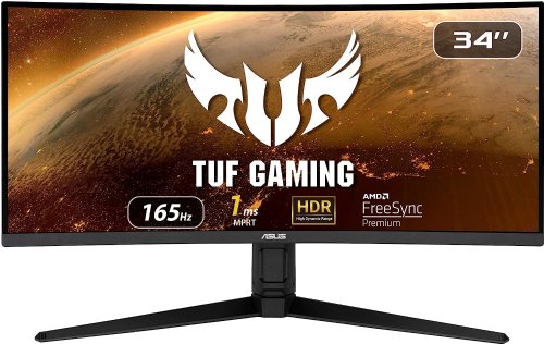 ASUS TUF Gaming VG34VQL1B 34' Curved HDR Monitor, WQHD (3440x1440), 165Hz, 1ms, Extreme Low Motion Blur, FreeSync Premium, Eye Care, DisplayPort...