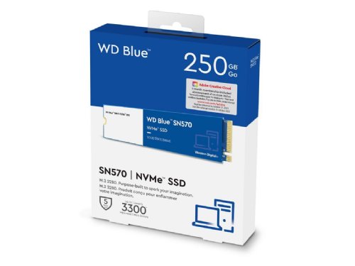 Western Digital Blue 250GB WD Blue SN570 NVMe Internal Solid State Drive SSD - Gen3 x4 PCIe 8Gb/s, M.2 2280, Up to 3,300 MB/s...