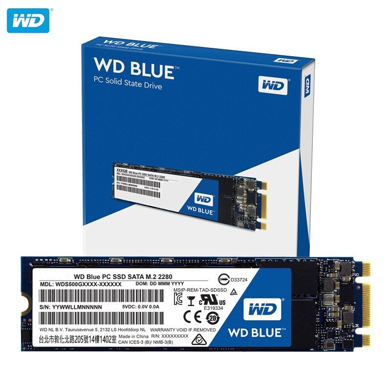 Western Digital 2TB M.2 2280 SATA III 6Gb/s 3D NAND Blue Retail  (WDS200T2B0B)