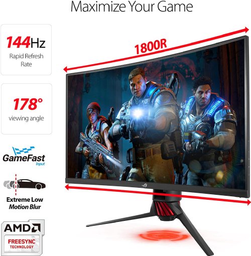 ASUS ROG Strix 31.5" 1440P Curved Gaming Monitor (XG32VQ) - QHD (2560 x 1440), 144Hz, Eye Care, FreeSync, Adaptive Sync, DisplayPort, HDMI, Black...