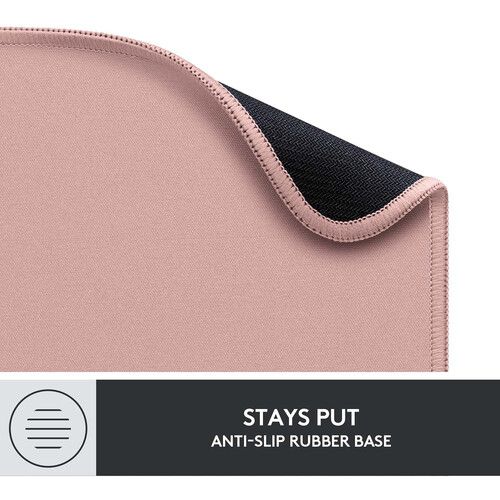 Logitech Studio Series Mouse Pad, Anti-Slip Rubber Base, Spill-Resistant, Polyester Surface, Double-Flat Stitching...(Darker Rose)