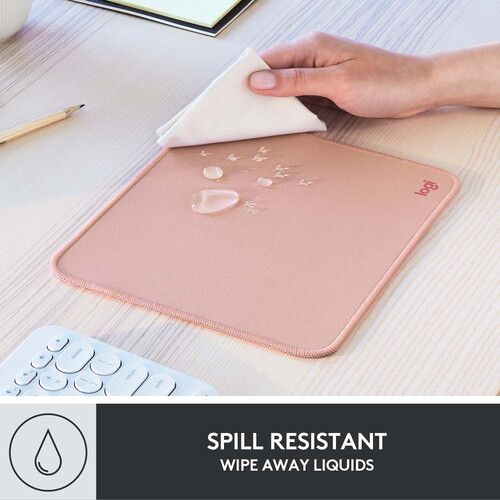Logitech Studio Series Mouse Pad, Anti-Slip Rubber Base, Spill-Resistant, Polyester Surface, Double-Flat Stitching...(Darker Rose)
