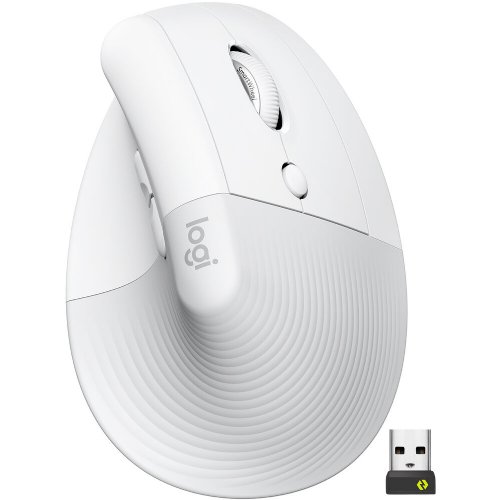 Logitech Lift Vertical Ergonomic Mouse, Wireless, Bluetooth or Logi Bolt USB receiver, Quiet clicks, 4 buttons, compatible with Windows/macOS/iPadOS, Laptop, PC...(Off-White)