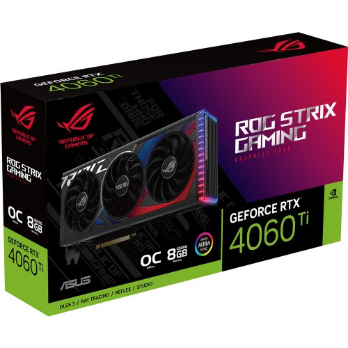 Asus ASUS ROG Strix GeForce RTX 4060 Ti OC Edition Gaming Graphics Card (PCIe 4.0, 8GB GDDR6, DLSS 3, HDMI 2.1, DisplayPort 1.4a)...