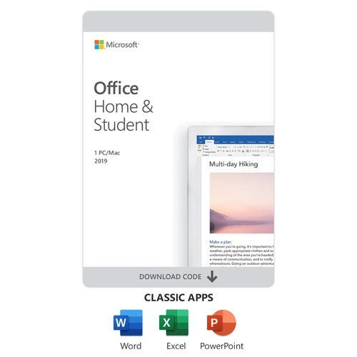 Microsoft Office Home and Student 2019, Windows 10 /Mac English, (1-User License, Product Key Code) ...