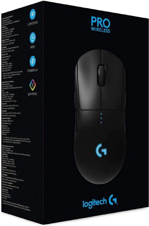 Logitech Pro Wireless Gaming Mouse, 25,600 DPI and 10X the power efficiency of previous generation, Microprocessor: 32-bit ARM.. (910-005270)