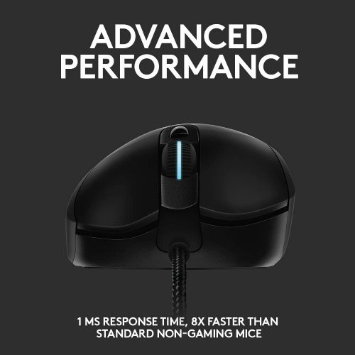 Logitech G403 Hero 25K Gaming Mouse, Lightsync RGB, Lightweight 87G+10G Optional, Braided Cable, 25, 600 DPI, Rubber Side Grips..