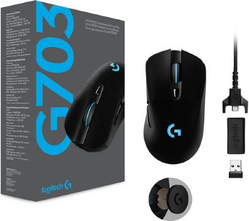 Logitech G703 Lightspeed Wireless Gaming Mouse W/Hero 16K Sensor, PowerPlay Compatible, Lightsync RGB, Lightweight 95G+10G Optional, 100-16, 000 DPI, Rubber Side Grips...